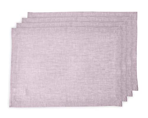 Solino Home Linen Placemats Set of 4-100% Pure Linen Chambray Lavender Cloth Placemats 14 x 19 Inch for Spring, Summer - Athena - color: 03: Lavender Chambray, size: 14" X 19" (Set of 4)