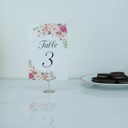 Jofefe 20pcs Mini Place Card Holder, Table Number Holders, Table Card Holders, Table Number Stands, Wire Table Picture Photo Holder Menu Clips for Wedding Favors with Heart Shaped (Silver) - color: Silver