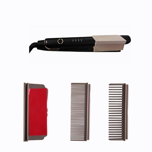Flat Iron Comb Attachment, Removable Hair Straightener, for Black Hair, Professional or Home Use Compact Straightening Styling Tool (Brown)