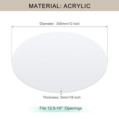 Lampshade Diffuser, 12" Diameter Round Diffuser Lamp Shade for Drum Style Lampshades Pendants Softening Light, DIY Light Fits 12.5-14" Openings, Frosted White Acrylic - size: 12 Inch