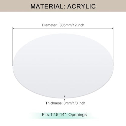 Lampshade Diffuser, 12" Diameter Round Diffuser Lamp Shade for Drum Style Lampshades Pendants Softening Light, DIY Light Fits 12.5-14" Openings, Frosted White Acrylic - size: 12 Inch