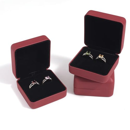 Velvet Ring Gift Box, Small Jewelry Earring Studs Holder Case for Wedding Day, Proposal, Engagement, Anniversary, Ring Display Storage Box for Women Girl (Red S) - color: Red S