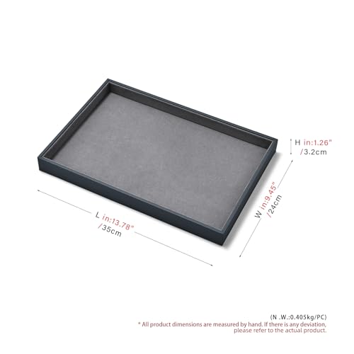 Microfiber Jewelry Display Tray for Ring Necklace Bangle Grey Microfiber Jewelry Organizer Display Flat Tray Catchall - size: 1 Grid
