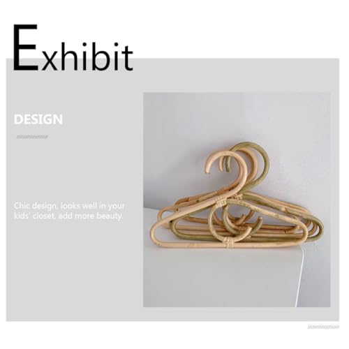 Natural Rattan Clothes Hanger with Double Hooks, Wooden Room Clothing Display Rack and Clothes Drying and Photo Props, Neutral Color