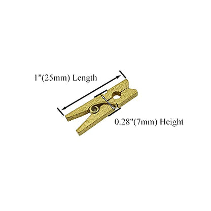 HAHIYO Gold Wooden Clothes Pins Clothespins Mini Do NOT Fall Apart 1 inches Length 80 Pack Sturdy Strong Springs No Rust No Discoloration for Laundry Bathroom DIY Craft Photos Food Opened Bags - size: Gold 1 inches 80 Pack