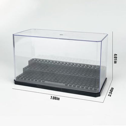 Acrylic Minifigure Display Case Stackable Action Figures Blocks Display Box, Clear Dustproof Display Case Box for Lego Lovers - color: Black, size: Medium 2 Pack