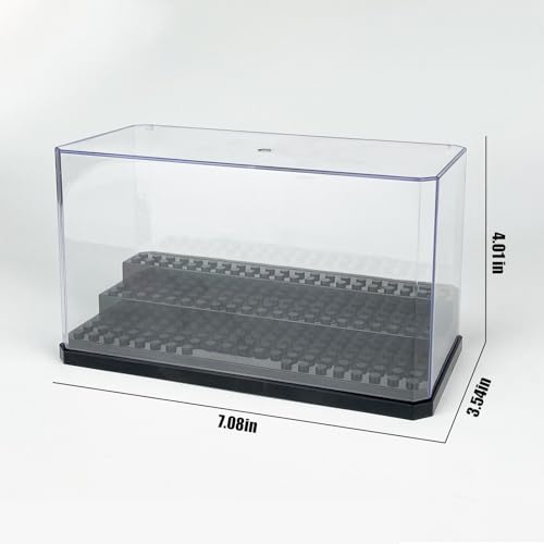 Acrylic Minifigure Display Case Stackable Action Figures Blocks Display Box, Clear Dustproof Display Case Box for Lego Lovers - color: Black, size: Medium 2 Pack