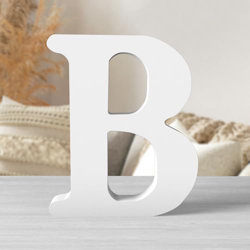 8 Inch White Wood Letters Unfinished Wood Letters for Wall Decor Decorative Standing Letters White Block Letters for wall Decoration for Craft Home Party Projects (B) - color: White-B, size: 8 inch