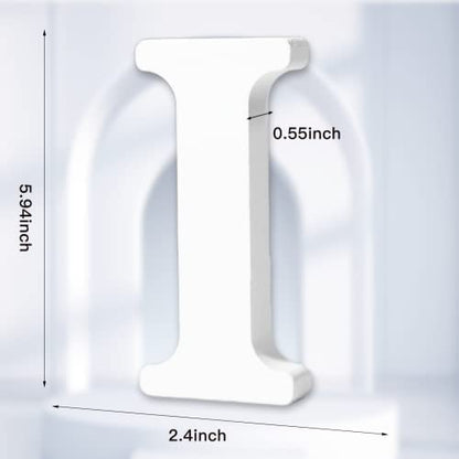 AOCEAN 6 Inch White Wood Letters - Unfinished Wood Letters for Wall Christmas Decor Standing Letters Slices Sign Board Decoration for Xmas Home Party Projects (I) - style: I