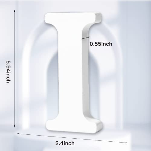 AOCEAN 6 Inch White Wood Letters - Unfinished Wood Letters for Wall Christmas Decor Standing Letters Slices Sign Board Decoration for Xmas Home Party Projects (I) - style: I