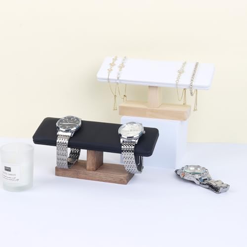 Bracelet Display Tower Watch Holder Jewelry Holder Organizer Rack Wooden Base Watch Display Bangle Scrunchie Headband Headtie Stand Exterior Black PU - color: Flat PU Black