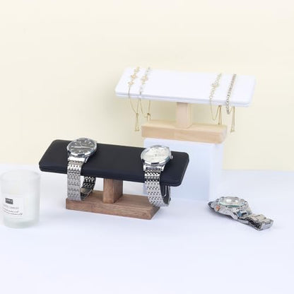 Bracelet Display Tower Watch Holder Jewelry Holder Organizer Rack Wooden Base Watch Display Bangle Scrunchie Headband Headtie Stand Exterior Black PU - color: Flat PU Black