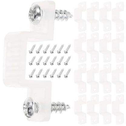 SHERCHPRY 100pcs 10mm Silicone LED Light Strip Mounting Clips with Screws, Rope Light Fixing Brackets for Wall and Cabinet Background Lighting Accessories