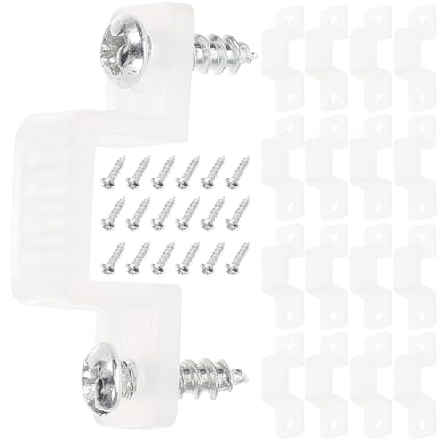 SHERCHPRY 100pcs 10mm Silicone LED Light Strip Mounting Clips with Screws, Rope Light Fixing Brackets for Wall and Cabinet Background Lighting Accessories