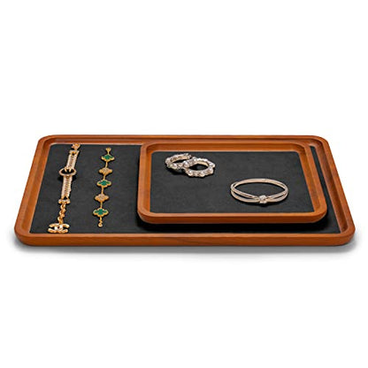 Oirlv Solid Wood Jewelry Tray Jewelry Display Holder Showcase Jewelry Display Organizer (Large, Grey) - color: Grey, size: 13.78"x 9.45"x 0.59"