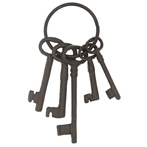 Hananona Vintage Cast Iron Skeleton Key Ring Antique Pirate Treasure Chest Keys Set For Home Decor, Halloween Costume Prop