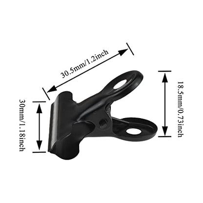 HAHIYO 1.25inch Black Bulldog Clips Metal File Hinge Binder Clips Clamps Save Space Strong Spring Jaws Rock Solid Grip Book Lay Flat Deburred Edge for Hang Photos Wall Grid Dog Food 20PCS - size: Black-1.25in-20P