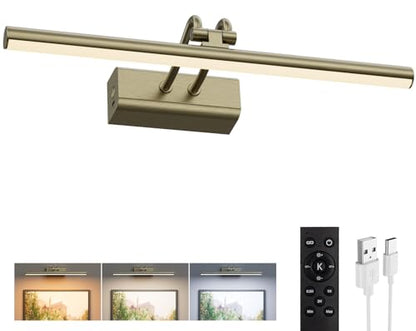 Picture Light for Wall, Antique Brass, Battery Operated - color: Antique Brass, size: 13.8Inch