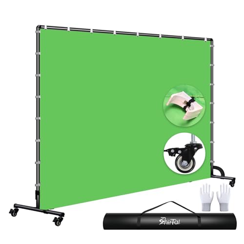 7x10ft Green Screen Backdrop with Stand,Movable Backdrop Stand with Wheels Greenscreen Background for Streaming,Studio Video Recording,Zoom Meeting,Party - color: Green, size: 7x10ft