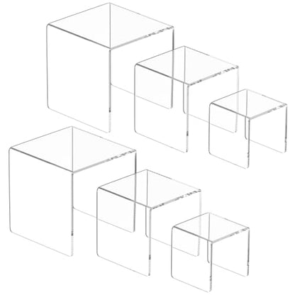 NIUBEE 2Set Acrylic Risers Display for Funko POP Figures,Clear Cake Stands for Candy Dessert Table Decorations-5"x6"x7" - size: (5,6,7)" x 2Set