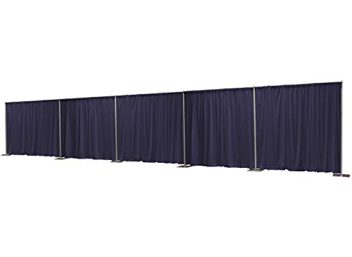 Online 8 Foot Tall Fixed Height Collapsible Pipe and Drape Backdrop Kit 8x50 (Navy Blue Drapes) - color: Navy