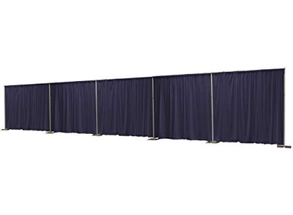 Online 8 Foot Tall Fixed Height Collapsible Pipe and Drape Backdrop Kit 8x50 (Navy Blue Drapes) - color: Navy