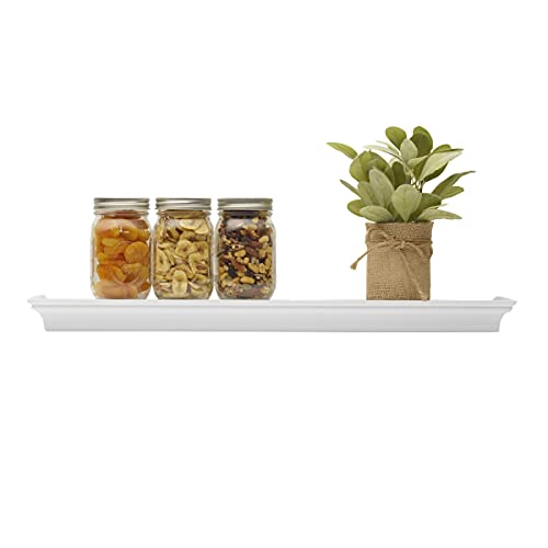 MELANNCO Arlington Floating Wall Shelves for Bedroom, Living Room, Nursery, Set of 2, 24-Inch, White - color: White, size: Set of 2 (24 Inch), style: Arlington