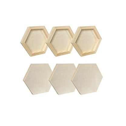 6 Pieces 6'' x 7'' Unfinished Wooden Hexagon Painting Panel Boards for Crafts, Blank Wood Canvas Panels for Pouring Art