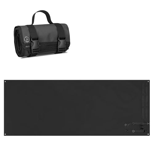 Outdoor Camping Tactical Training Shooting Mat Anti Slip Pad, Waterproof and Moisture-Proof Folding Mat Picnic Blanket Portable with Carry Strap - color: Black