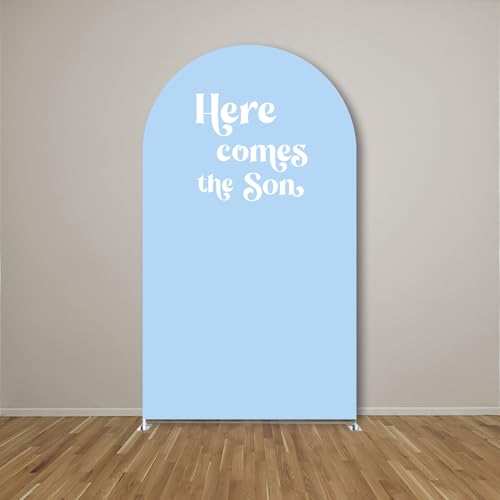 Arch Backdrop Cover Here Comes The Son Baby Shower Double-Sided Arch Spandex Cover Sun Sunrise Rainbows Birthday Party Fiesta Decorations Supplies (3.3X6.5ft,G-3826) - color: G-3826, size: 3.3X6.5ft