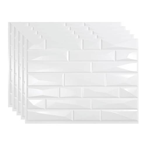 FASÄDE Vista Decorative Vinyl 18in x 24in Backsplash Panel in Gloss White (5 Pack) - color: Gloss White, size: 5 Pack