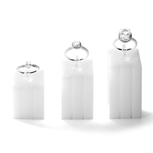 3 Piece Acrylic Ring Display Stand Ring Holder Jewelry Display Holders Showcase (White) - color: White