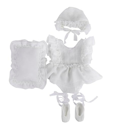 Holibeat Baby Girl 4PCS Photography Props (Romper+Pillow+Hat+Shoes) Newborn Girl Christmas Lace Photoshoot Outfits Infant Posing Props (white) - color: White1