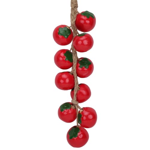 Woration Artificial Hanging Tomato Ornament Fake Lifelike Ceramics Red Tomatoes String Simulation Vegetable Decoration Garland Home Kitchen Farmhouse Porch 1Pack - color: Ceramic Tomato