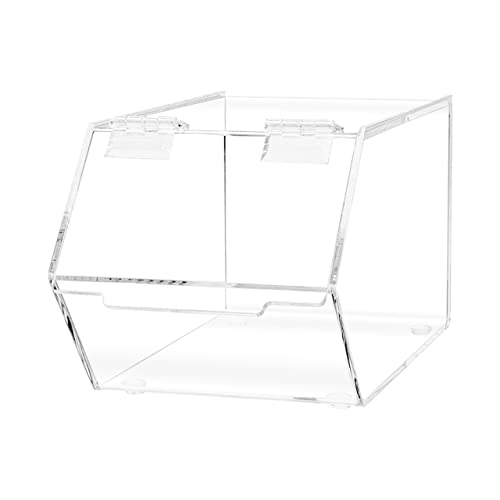 Marketing Holders Small Food Storage Bin with Hinged Lid for Ice Cream Toppings 5" x 9" Candies Nuts Granola Cereal and Wrapped Snacks Clear Acrylic - size: Candy Bin-Small