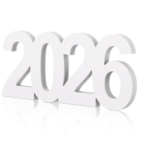 AceOrbit Graduation Decorations 2026 Table Sign Centerpieces 13" x 5.5" Wooden Class of 2026 Block Graduation Photo Booth Props for High School Seniors Night Decor College Party Supplies(White) - color: White