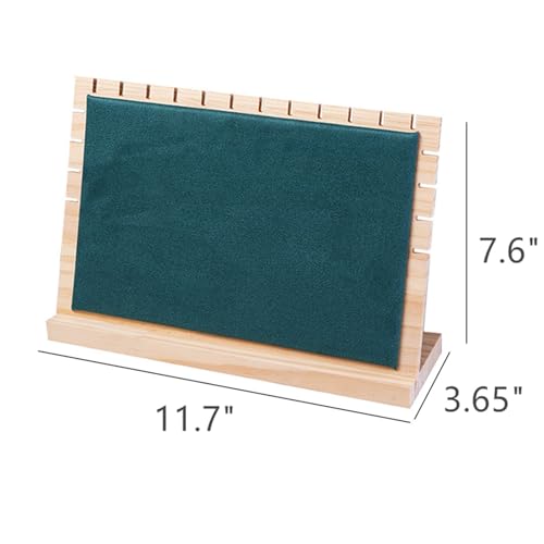11.7"x7.6" Horizontal Necklace Jewelry Display Stand with Flannelette Soft Mat Wood Necklace Pendant Tabletop Display Storage Holder for Home Selling Shows - color: Green, size: Medium