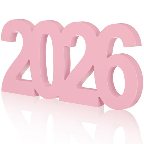 AceOrbit Graduation Decorations 2026 Table Sign Centerpieces 13" x 5.5" Wooden Class of 2026 Block Graduation Photo Booth Props for High School Seniors Night Decor College Party Supplies(Pink) - color: Pink