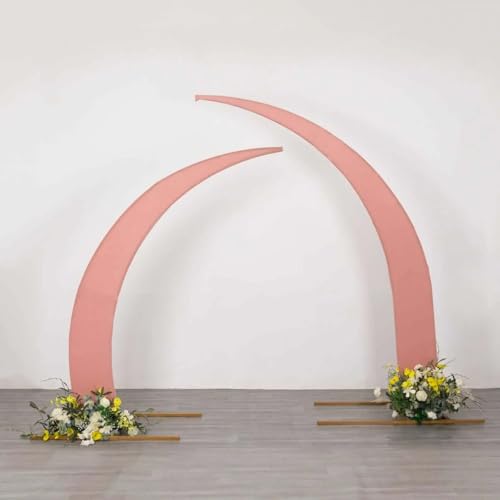 Efavormart 2 Pack Dusty Rose Spandex Half Crescent Moon Arch Covers, Double-Sided Fabric Backdrop Sleeves for 6.5ft and 8ft Curved Stand Decor - color: Dusty Rose, size: Cover Set - 6.5ft & 8ft