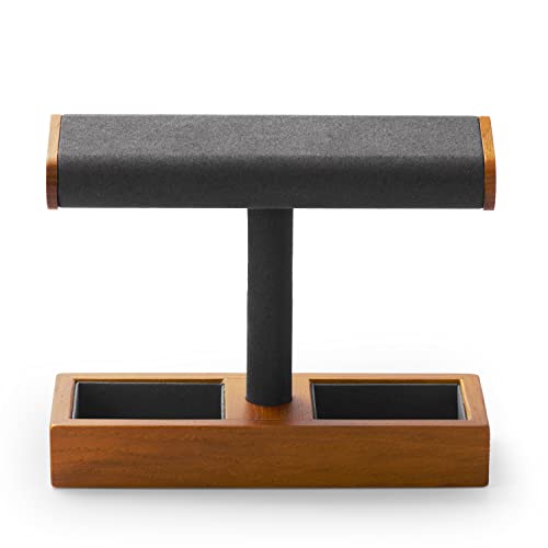 Oirlv Solid Wood Watch Display Stand T-bar Watch Stand for Men and Women Jewelry Accessory Organizer for Store and Home(SM19102) - color: Black, size: 2 Grids