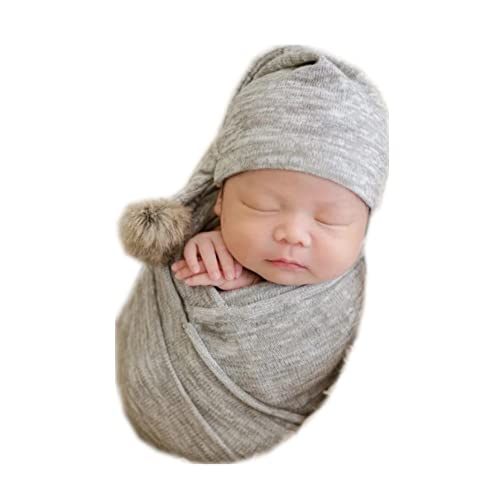 Newborn Photography Props Boys Girls Wrap Baby Photo Props Soft Knit Blanket Cloth (Light Gray) - color: Light Gray