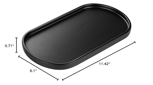Luxspire Bathroom Vanity Tray for Countertop, Oval Kitchen Soap Dispenser and Toiler Tank Trays, 11.4“ Resin Vanity Organizer for Lotion Bottles, Perfume, Jewelry, Dresser, Medium, Matte Black - color: Matte Black, style: Medium