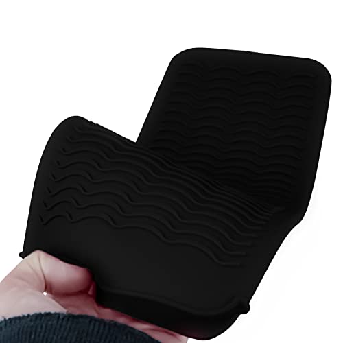 1Pack Silicone Heat Resistant Mat Pouch for Hair Straightener, Curling Iron, Flat Iron and Hot Hair Tools Black - color: Black, size: 1 Pack