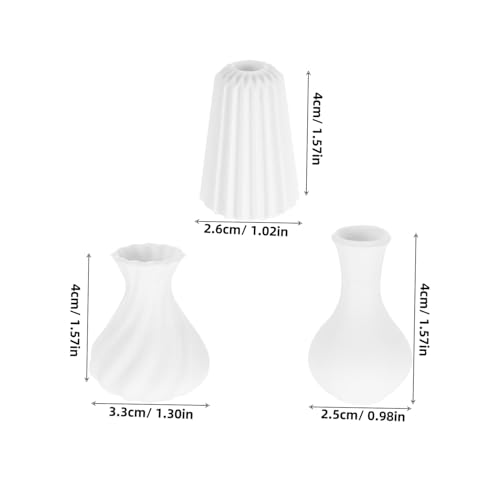 3pcs Miniature White Vases for Dollhouse Accessories Artistic Tiny Flower Pots for Micro Landscape Decoration Elegant Neutral Color Mini Vase Set for Miniature Scene Photo Prop