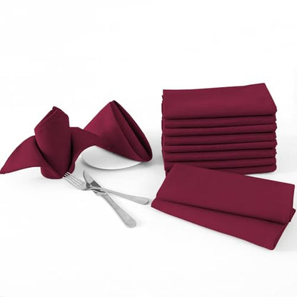 H.VERSAILTEX Cloth Napkins Set of 12 (18" X 18") Linen Textured Dinner Napkins Waterproof Soft Thick Durable Reusable Napkins with Hemmed Edges for Dinners, Weddings and Everyday Use, Christmas Red - color: Christmas Red, size: 18" x 18" (Square)