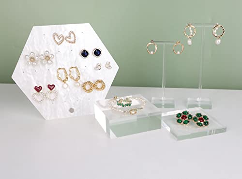 Transparent earring display riser, clear acrylic display jewelry risers, small ring holder tray risers for decor【3.15 L x3.15 W x1.18 H inch】 - size: 3.15 L X3.15 W X1.18 H Inch