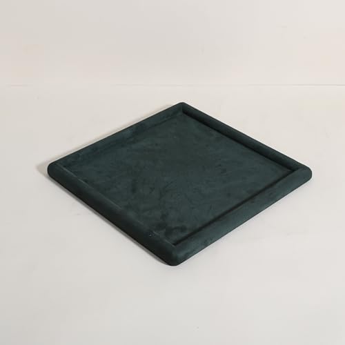 Jewelry storage organizer plate, Square velvet Jewerly display tray, Empty Jewelry showcase tray for Necklace Bracelet Ring Earring display stand holder (Green-Large, 9.8 x 9.8 in) - color: Green, size: 9.8" x 9.8"
