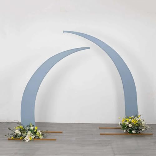 Efavormart 2 Pack Dusty Blue Spandex Half Crescent Moon Arch Covers, Double-Sided Fabric Backdrop Sleeves for 6.5ft and 8ft Curved Stand Decor - color: Dusty Blue, size: Cover Set - 6.5ft & 8ft