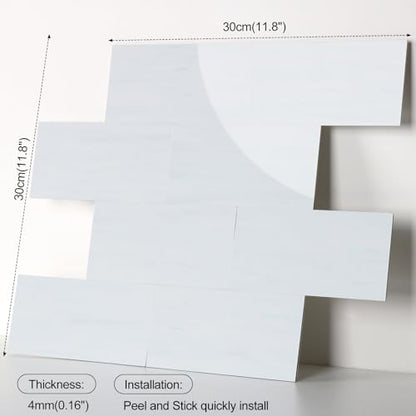 20 Sheets Glossy Dolomite PVC Subway Tiles Peel and Stick Backsplash,12''Heat Resistant Stick on Tiles for Kitchen,Waterproof Peel and Stick Wall Tiles for Bathrrom - color: Glossy Dolomite White