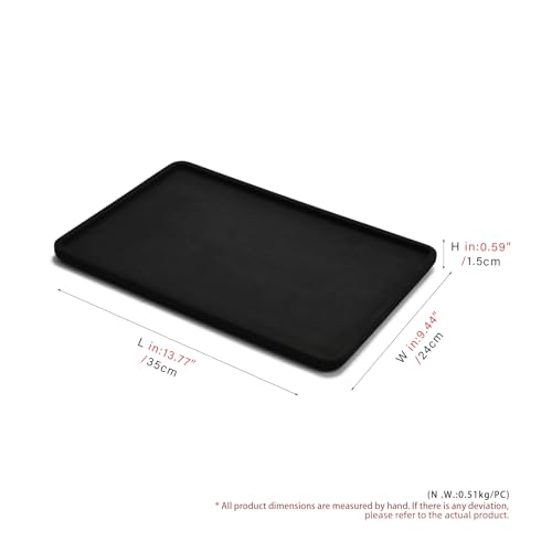Microfiber Jewelry Display Flat Tray for Rings Earrings Necklace Bracelet, Jewelry Photograph Catchall Organizer Tray Dish (L, Black) - color: Black, size: 35 * 24 * 1.5cm
